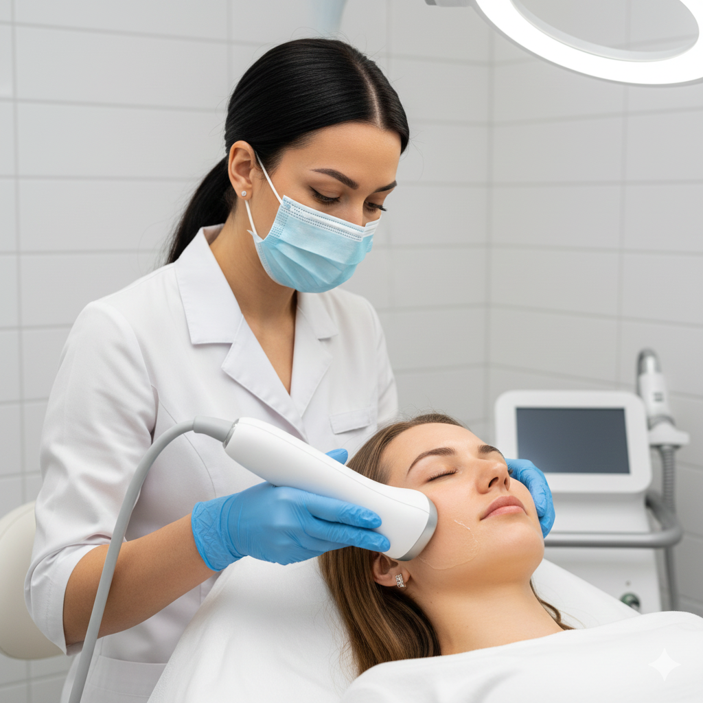 Dermatologist performing HIFU treatment