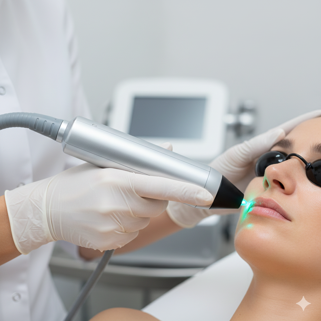 Laser treatment at dermatology clinic