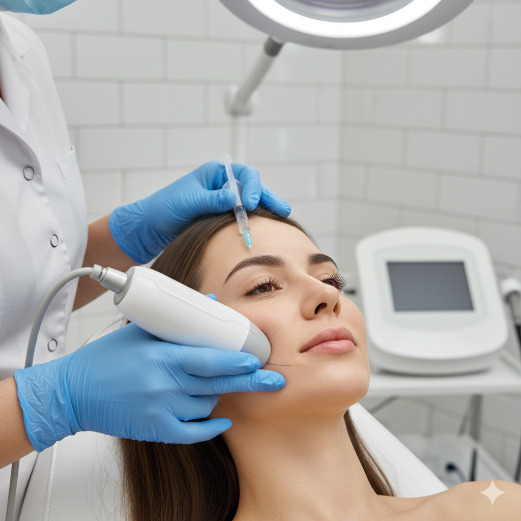 Dermatologist performing non surgical face lift treatment